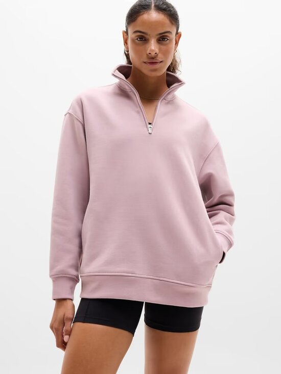 Athleta Tops - New Athleta S Forever Fleece 1/4 Zip Sweatshirt Blush Pink Small Regular